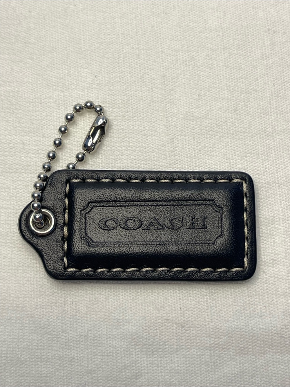 Coach Black Leather Hang Tag with Ball Chain